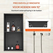 Douchenis PRO - Inbouwnis - Voor badkamer - Zeepopslag - Verzonken - 2 lagen - 33x33cm