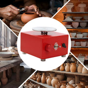 Mini pottenbakkersschijf - Draaischijf - Pottenbakken - Voor keramiek en klei - Elektrisch - Rood