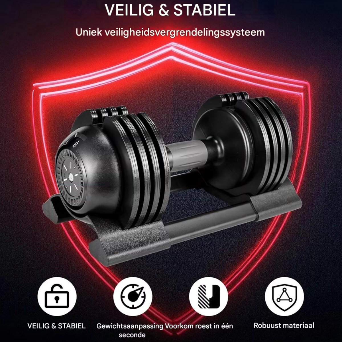 Verstelbare Halters Fioren - Halterset van 10 kg met Rek - Snel Verstelbare, Veilige Grip Gewichten voor Compacte Handgewichten - 2 stuks