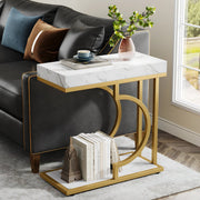 Bijzettafel Dublin - Voor woonkamer of slaapkamer - Nachtkast - Wit/goud