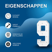 Lichtgevende cijfers - Cijferlamp – Voor Verjaardag, Jubileum & Bruiloft – 100x48 cm – Cijfer 9