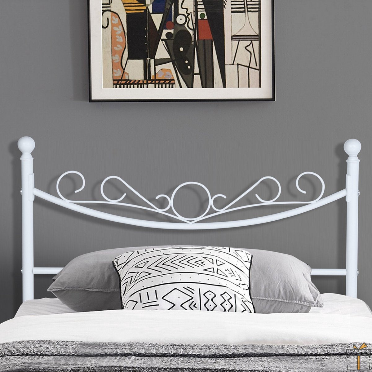 Metalen Bedframe - Wit - 140x200cm - Incl. lattenbodem - 2 persoons