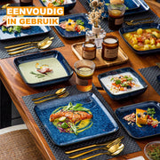 Castella Serviesset - 16 delig - 4 persoons - Blauw - Dinerborden - Bordenset - Diepe borden - Ontbijtborden - Servies - Keukenservies