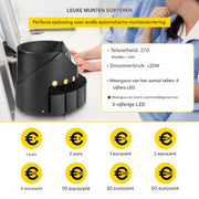 Geldtelmachines PRO - Muntsorteerder - Muntsorteermachine - Zwart - Munttelmachine - 300 Munten Per Minuut