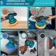 Draadloze Bufferpolijstmachine - Borstelloos - 8 Snelheden - 2000mAh Accu - Voor Auto Detailing & Waxen
