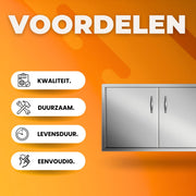 BBQ Dubbele Deur Luxe - RVS - Met Voering - 88 x 48 cm