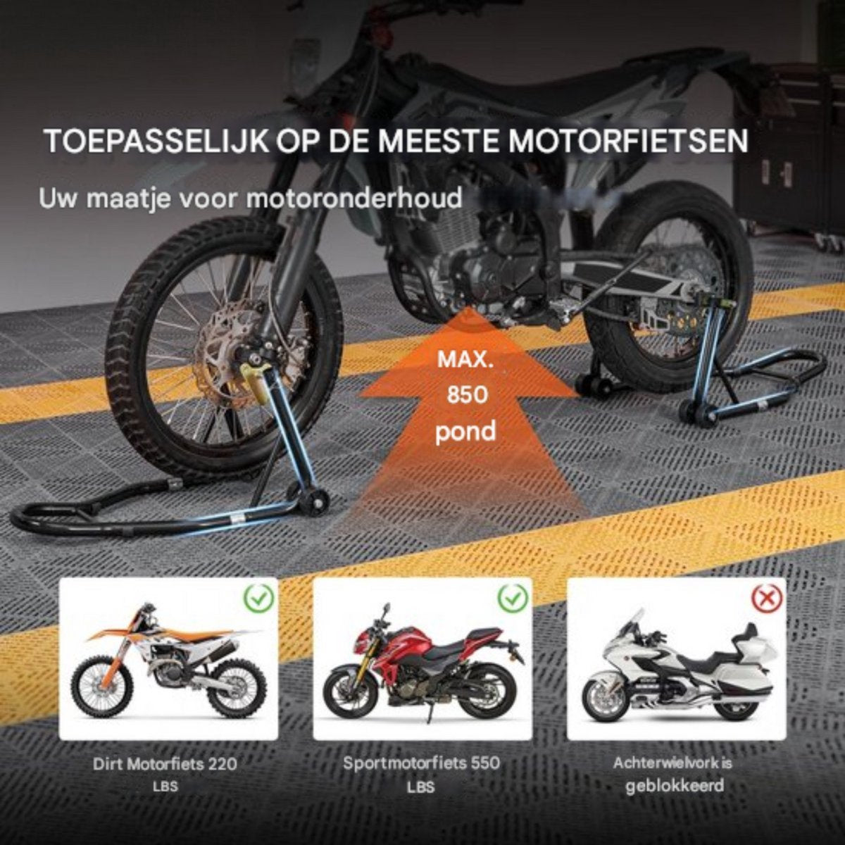 Motorstandaard Set - Motor standaard - Motorsteun - 2 Stuks Reparatiestandaard - 390KG Capaciteit Voorzijde