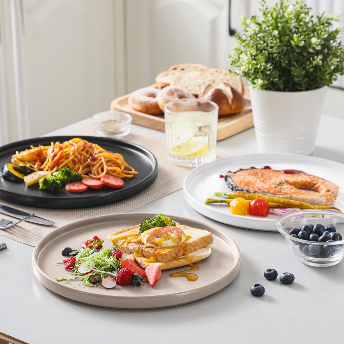 Grigio Fiorenzo Serviesset - 6 delig - 6 persoons - Baby grijs - Dinerborden - Bordenset - Diepe borden - Ontbijtborden - Servies - Keukenservies