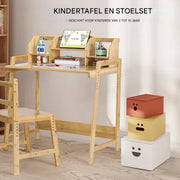 Kinderbureau met stoeltje - Kindertafel - Activiteiten tafel - Speeltafel Kinderbureau - In Hoogte Verstelbaar - Studeertafel voor Kinderen - Bamboe