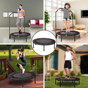 Opvouwbare Mini Fitness Trampoline - Mini trampoline - Sport trampoline - Voor Indoor Workout & Oefening - Met Verstelbare Handgreep & Rebounder Functie - 101 cm, Max 150 kg Belastbaar - Zwart & Rood