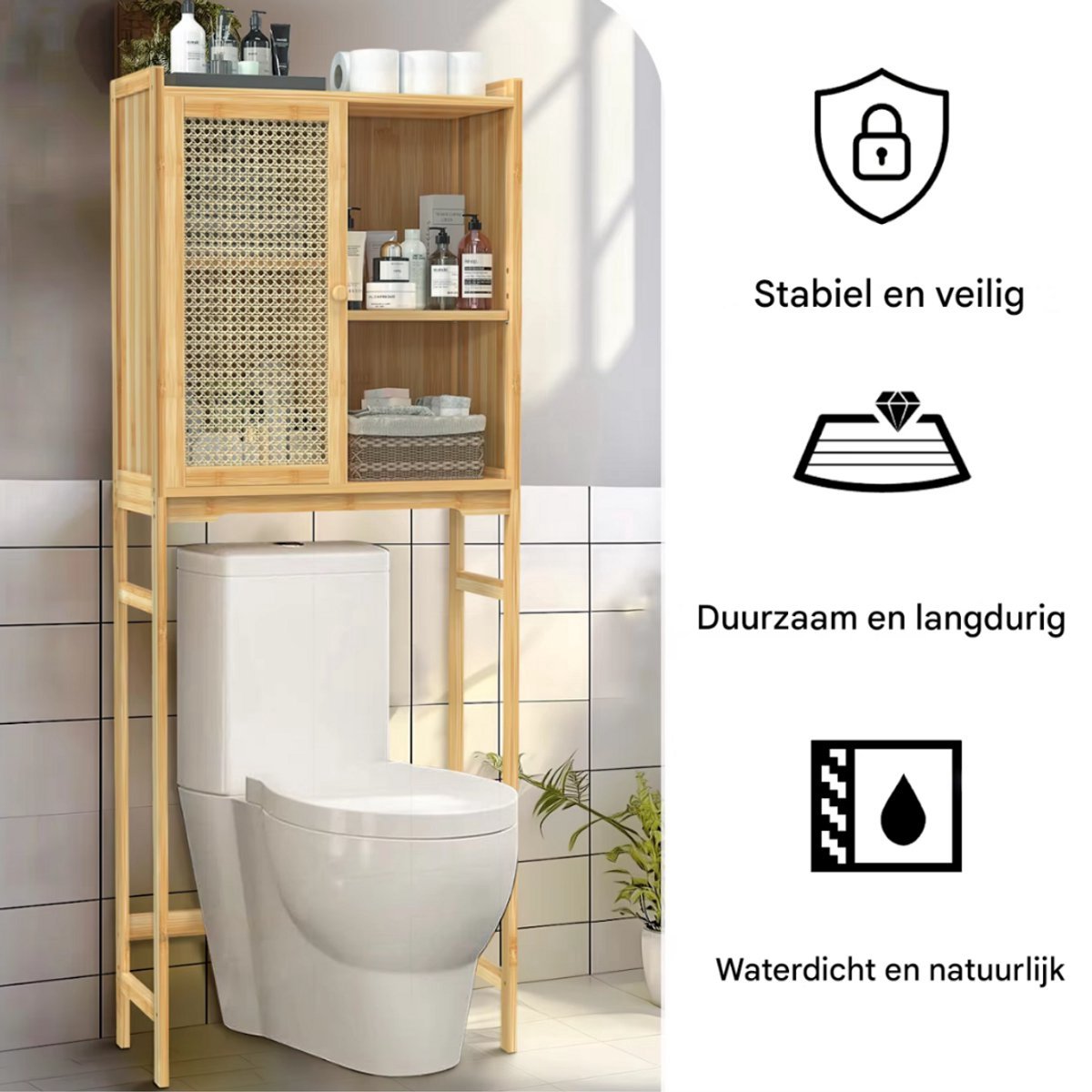 Wasmachine ombouw Grandiose - Meubelkast voor wc - Opbouwmeubel - Droger - 155x60cm