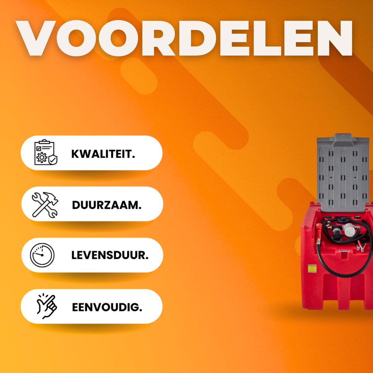 Draagbaar Dieseltank - 440L - Jerrycan - Brandstoftank - Brandstoftank - Mobiel Dieseltankstation - 40L p/min - 140W Mobiel Tanksysteem - Rood
