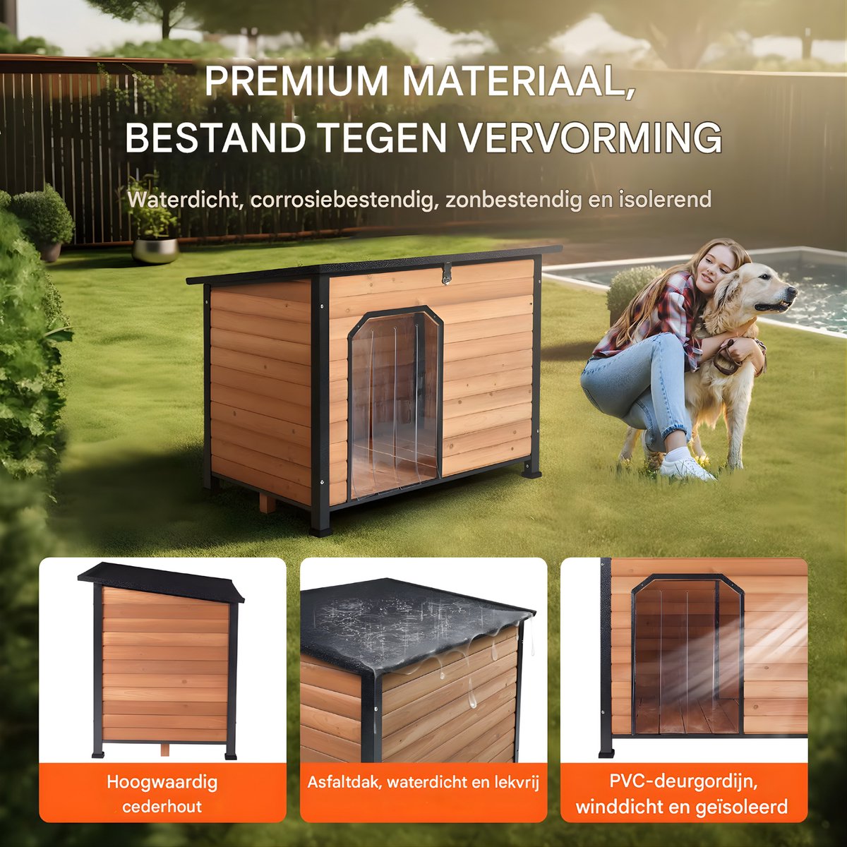 Hondenhok - Hondenmand - Hondenhuis - Hondenkennel - Voor Buiten - Voor Tuin & Buitenruimte - Bruin