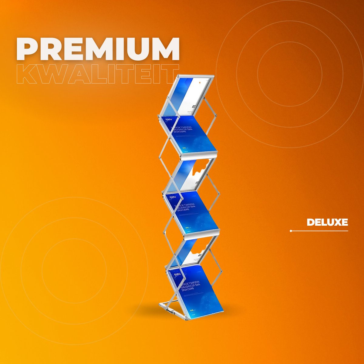 Opvouwbare Tijdschriftenrek - Zilver Aluminium - Tijdschriftenhouder - Lectuurbak - 26x36x152cm - 6 Vakken - Met Draagtas - Dubbelzijdig
