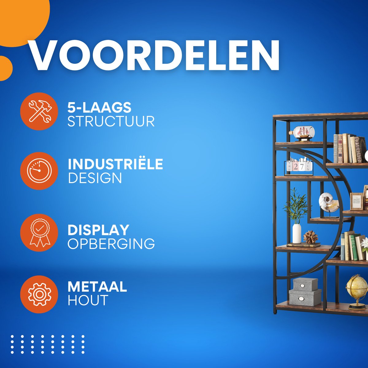 Boekenkast Dulvia - Bruin - Boekenrek - 5 lagen - Woonkamer, slaapkamer en kinderkamer - Hout - 30 cm (D) × 95 cm (B) × 175 cm (H)