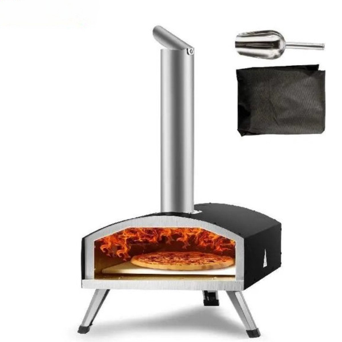 Pizza oven Deluxe - Draagbaar - Outdoor - RVS Pizza Oven - Max 540℃ - Schep & Pizza Steen & Draagtas