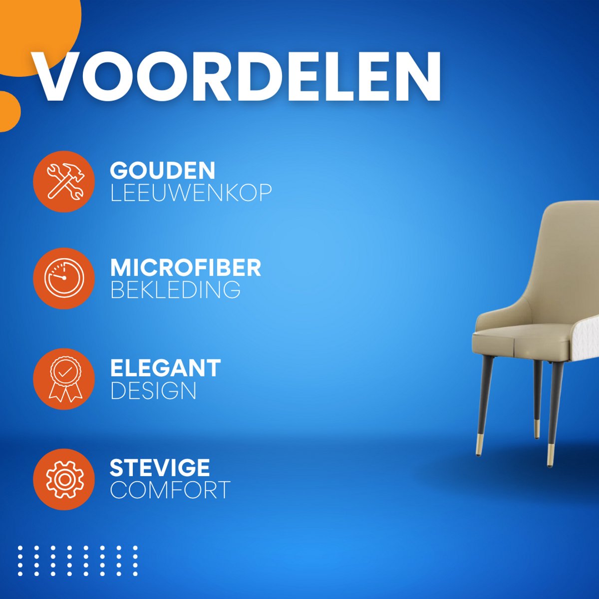 Luxe Eetkamerstoelen Paris - Set van 2 - Met Hoge Dichtheid Sponsschuim - Elegante Keuken- of Restaurantstoel - Lounge - Khaki