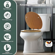 WC-bril - Toiletbril – Voor Toilet & Badkamer – Soft-Close – MDF - Houtlook