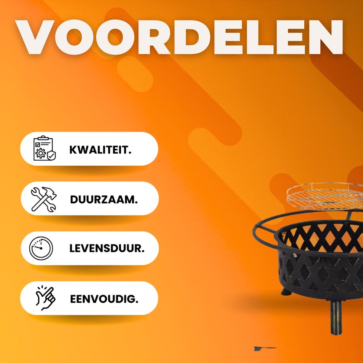 BBQ Vuurkorf Valora met vonkenscherm - 76CM - Voor buiten - Vuurschaal - Tuinhaard - Sfeerhaard