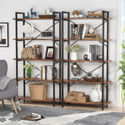 Boekenkast - Boekenplank - Wandplank - Boekenrek - Voor opbergen / woonkamer / kantoor - Industrieel - met open planken - Rustiek Bruin 04
