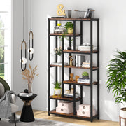 Boekenkast Larevo - 8 Lagen - Boekenrek Opbergrek - Industriële Stellingkast Metaal - Voor Slaapkamer, Woonkamer of Kantoor - Bruin - 30 cm (D) × 100 cm (B) × 200 cm (H)