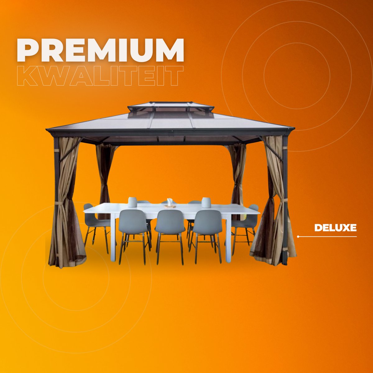 Luxe paviljoen - 3x3M - Weerbestendig - Prieel - Partytent - Gazebo - Pergola - Aluminium Frame - Polyester Doek