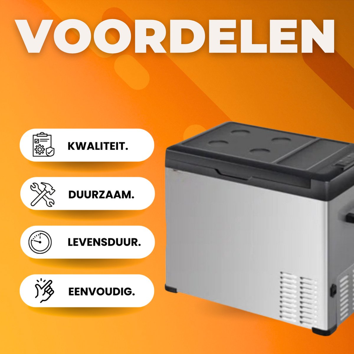 Draagbare Camping Koelbox 12V – Vriezer 53Qt met LCD – Voor Auto, Boot & Onderweg