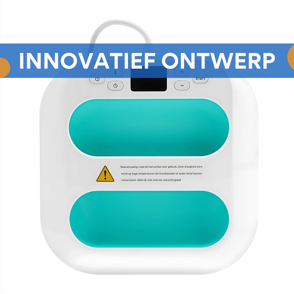 Draagbare Warmtepers - 23x23cm - Hittepers - Transferspers - Voor T-shirts, Tassen, Hoeden & Maskers - Instelbaar tot 401℉ met Geheugenfunctie - ABS Behuizing