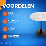 78 cm Hoge Vrije Tijd Ronde Keuken Eettafel - Gesinterde Stenen Top en Voetstuk Base - Bistro Tafel