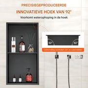 Douchenis - Wandnis - Inbouwnissen - Voor Badkamer & Douche - RVS - Zwart - 33 × 64 cm