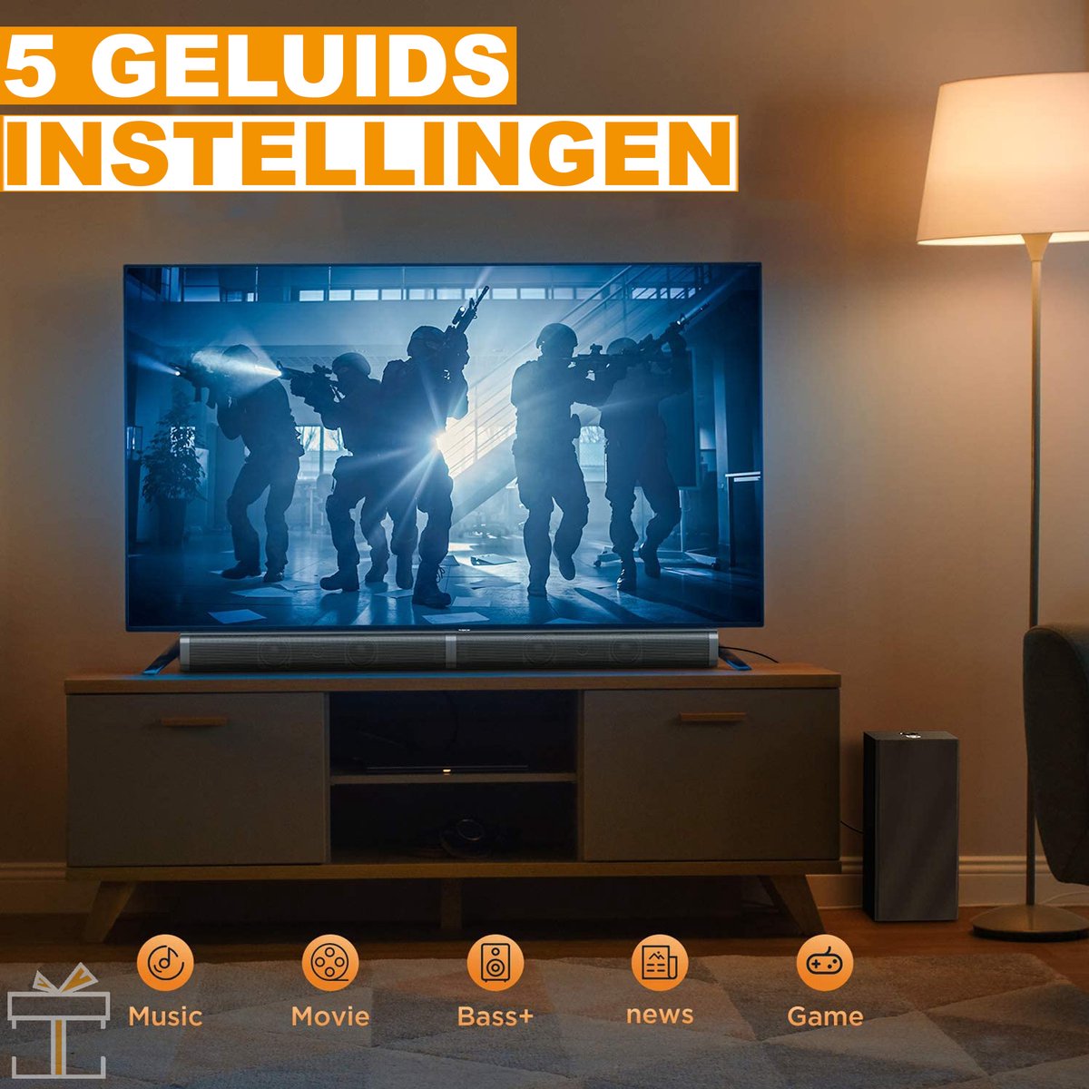 Happyment® Soundbars voor TV & PC - Bioscoop ervaring - Subwoofer - Bluetooth - 3D stereo surround sound USB - 100W