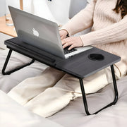 Laptoptafel – Tablethouder - Bedtafel – Voor bed, kantoor of studie – In hoogte verstelbaar met bekerhouder – Beige