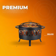 Vuurkorf Tavien met grillrooster - Tuinbarbecue - Vuurschaal - Terrashaard - Rookbarbecue - Voor Buiten BBQ - Voor tuin, terras en winterverwarming - Retro tuinhaard inclusief poker- en houtskoolrooster - Vuurplaats met vonkbescherming - Ø81 cm