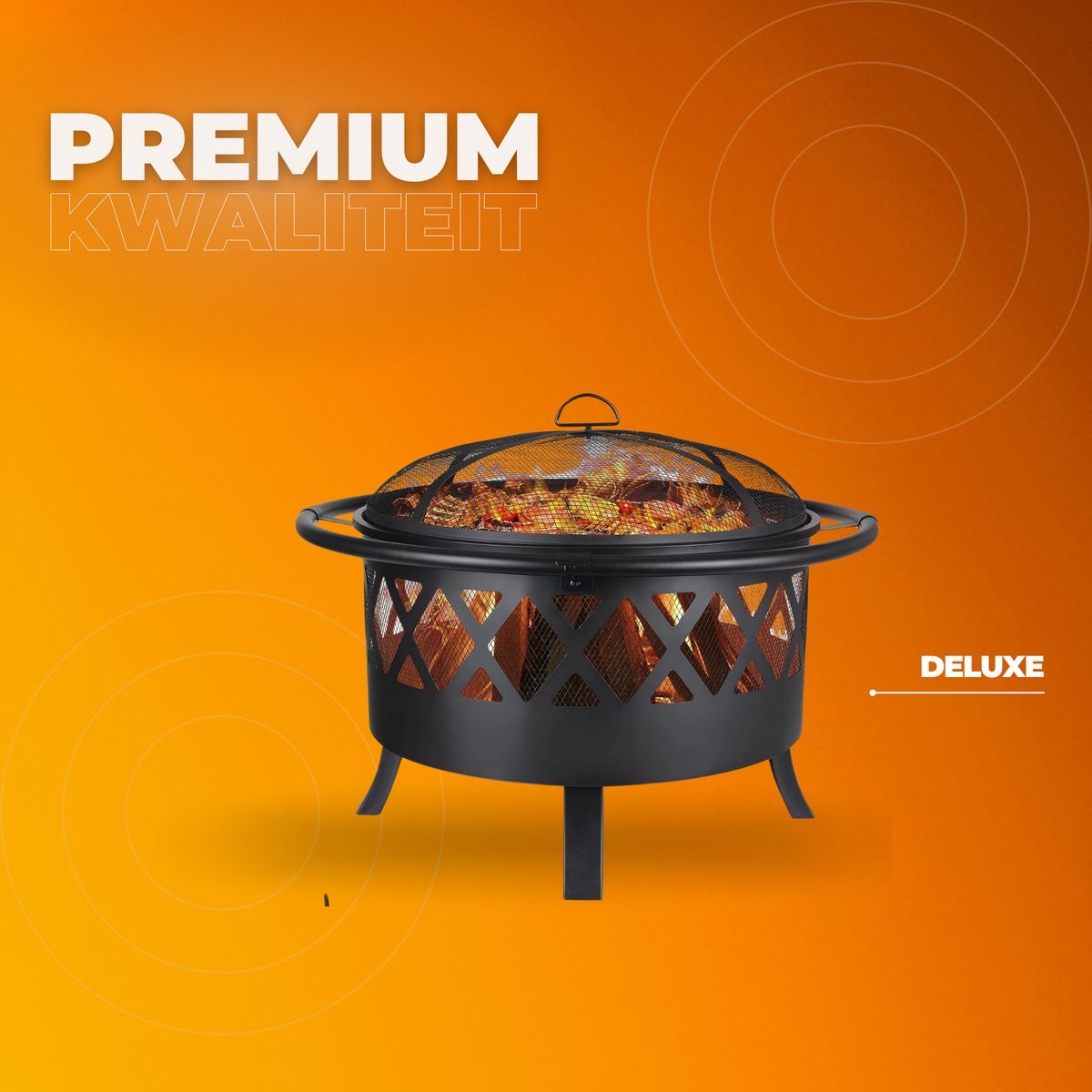 Vuurkorf Tavien met grillrooster - Tuinbarbecue - Vuurschaal - Terrashaard - Rookbarbecue - Voor Buiten BBQ - Voor tuin, terras en winterverwarming - Retro tuinhaard inclusief poker- en houtskoolrooster - Vuurplaats met vonkbescherming - Ø81 cm