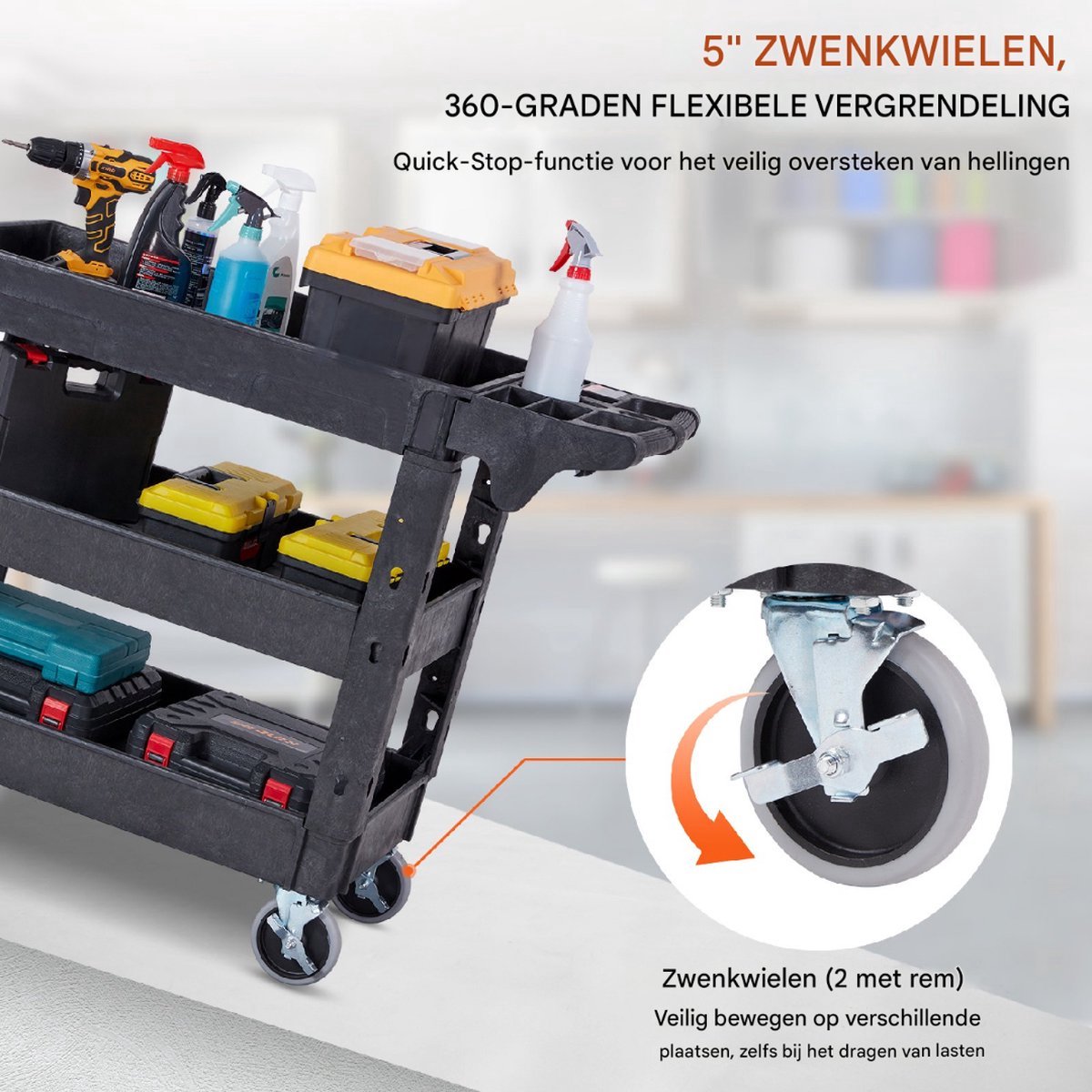 Serveerwagen - Afruimwagen - Trolley - Serveerkar - 103x43,5x85,7 cm