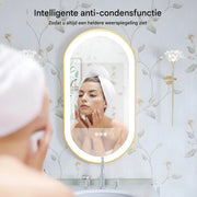 LED Badkamerspiegel met verlicht - Gouden Frame - Dimbaar - Make up - Ovale spiegel - Anti-mist - 50x80cm