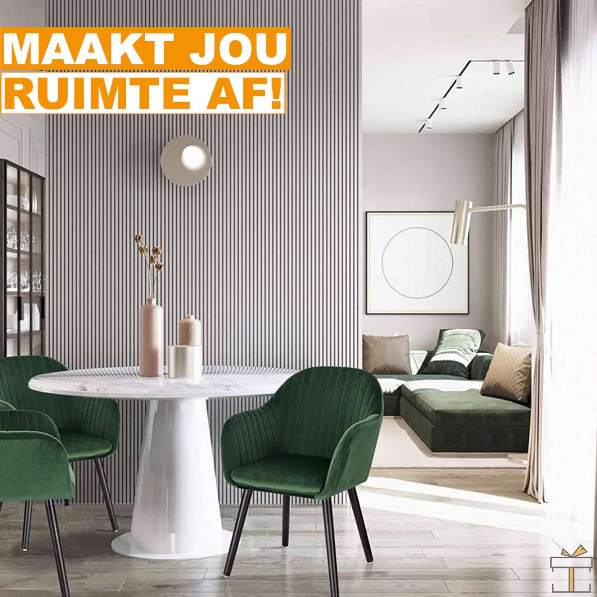 Happyment Eetkamerstoelen Groen Deluxe - Set van 4 - Woonkamerstoelen met rugleuning - Keukenstoelen - Fauteuil - Kuipstoel - Fluweel