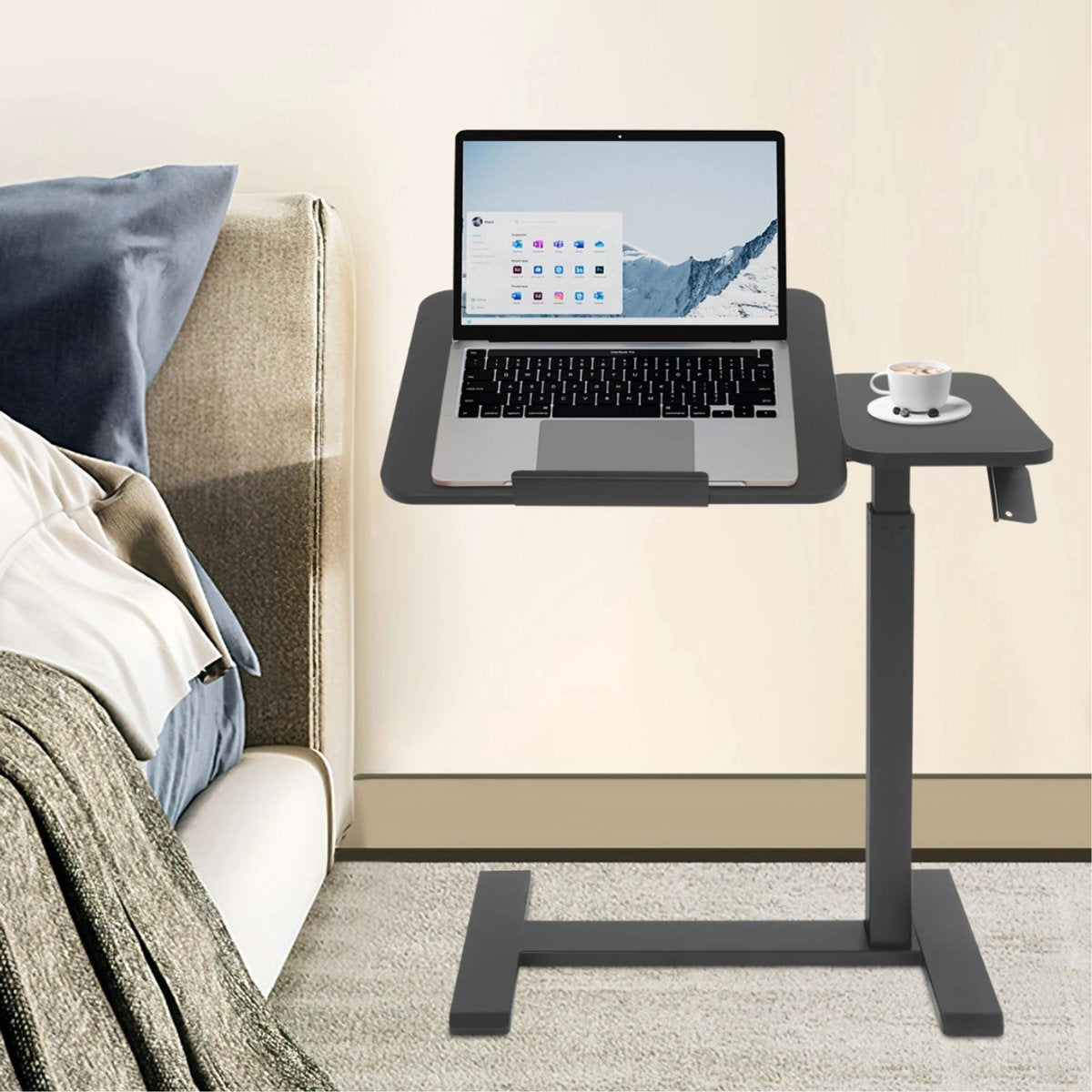 Laptoptafel - Bijzettafel - Bedtafel - Banktafel- Voor gebruik aan bed of kantoor - Verstelbaar - Zwart