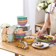 Empress Bordenset – Serviesset – Color 4 persoons – 16 delig – Kleurrijk Keramisch – Breakfast Plates – Grote inhoud