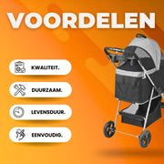 Hondenbuggy - Inklapbare Hondenkar - All terrain - Hondentrolley Aluminium - Huisdierentrolley - 20KG Laadvermogen