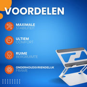Laptopstandaard Vaylen - Ergonomisch - Verstelbaar en opvouwbaar - Notebook- en Tablet Houder voor MacBook en iPad