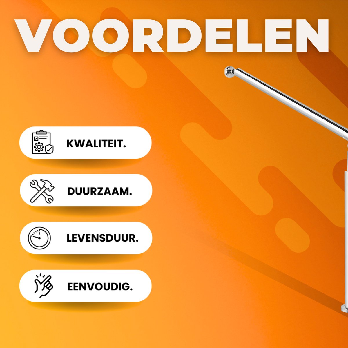Trapleuning - 150cm - Balustrade voor 1-2 tredens - Houders - Leuningen voor Trappen - Staal - Met trapleuninghouders