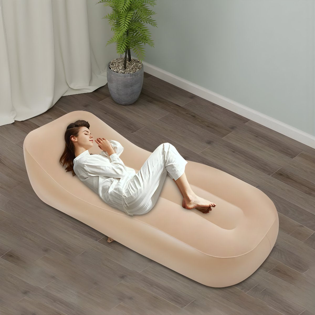 Opblaasbare bank - Camping ligbed - Voor campinggebruik - Comfortabele, opblaasbare bank en luchtbed - Khaki