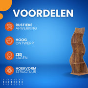 5-laags Hoek Boekenkast - Boekenplank - Wandplank - Boekenrek - Donker kaki