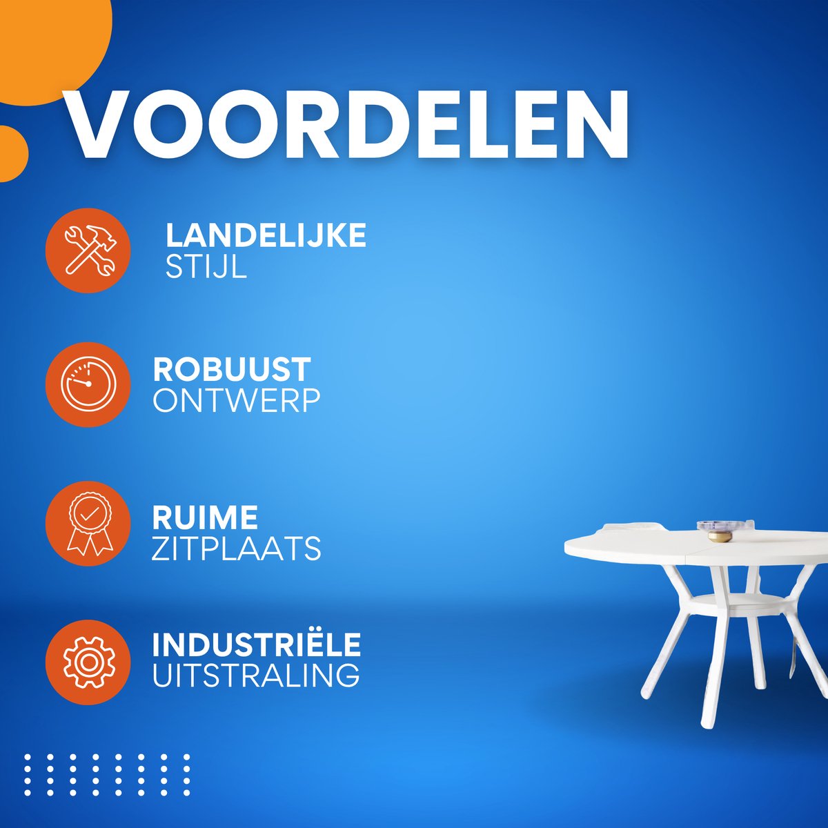 Ronde Eettafel Zurich - Voor 4 personen - 120cm - Voor Keuken of eetkamer - Wit