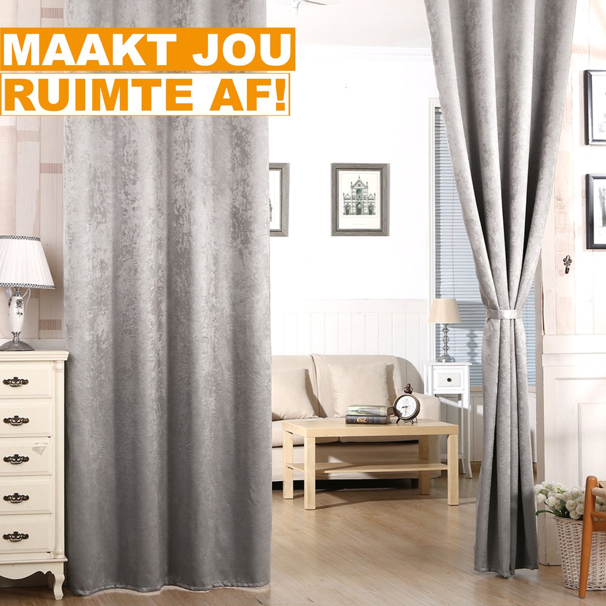 Happyment Gordijnen set deluxe met ruche - 2 stuks - Zilvergrijs 135x245cm - Verduisterend - Zwaar - met Plooiband - Fluweel - Thermisch - Isolerend