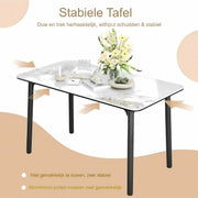 Eettafel Mandino - 4 tot 6 personen - Marmer look - 140cm - Marmer look - Rechthoekig