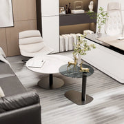 Terino Salontafel - Set van 2 - Gesinterde Steen met Glas - Marmer look