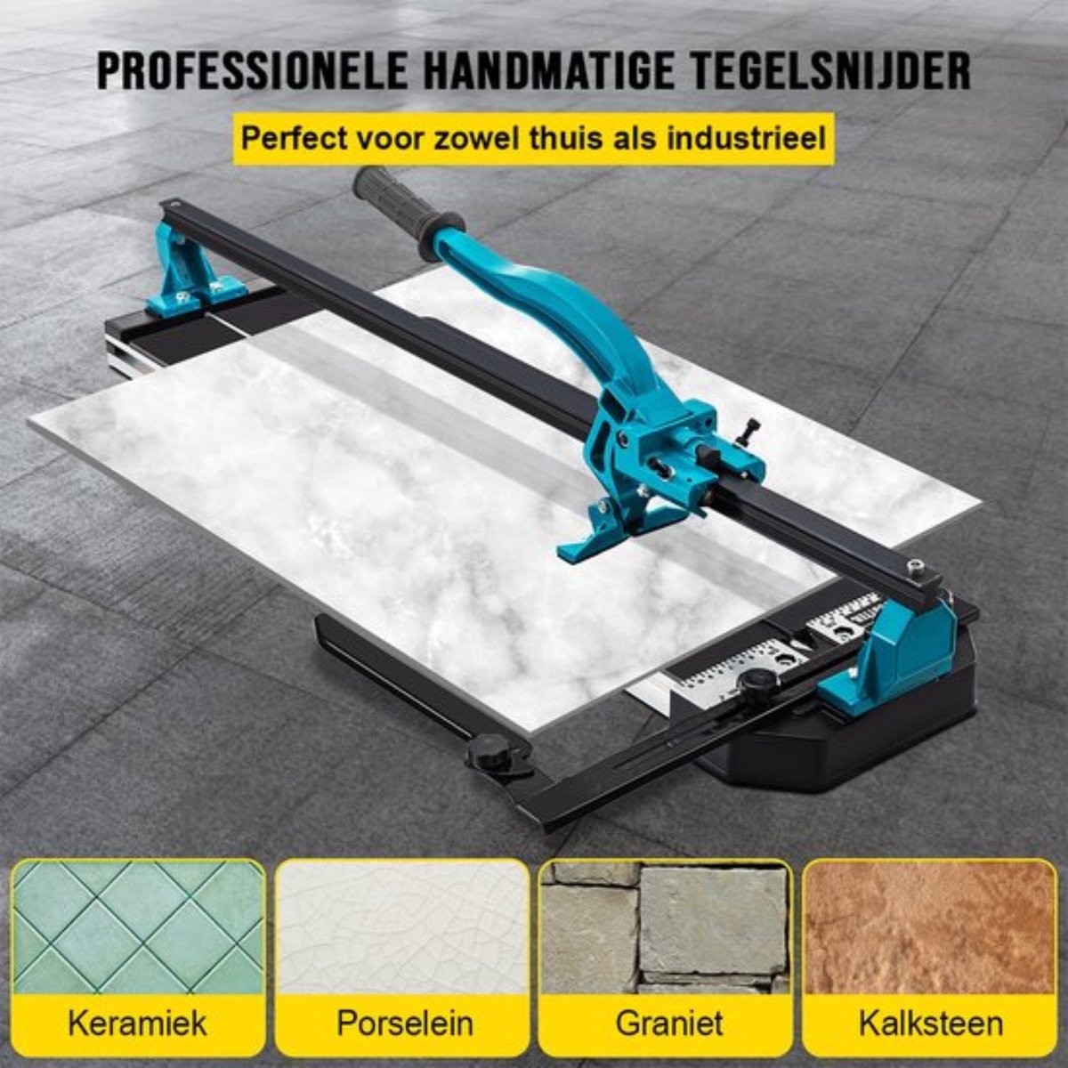 Happyment Tegelsnijder - Handmatig - Professioneel - 600mm - Ergonomische Grip - Infrarood Laser