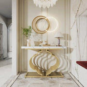 Console tafel Cloudy - Goud - Wandtafel - Sidetafel - Dressoir - Hout- Haltafel - Woonkamer of hal - 100cm